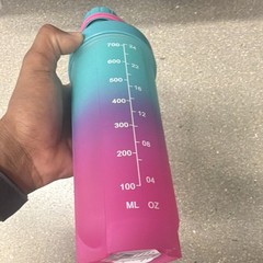 24 oz Reusable Plastic Water Bottle Blue & Pink Gradient Screw-on Lid