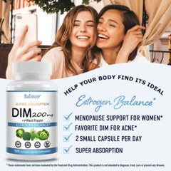 DIM (Diindolylmethane) 200 mg with BioPerine, Estrogen Balance, 30-120 Tablets