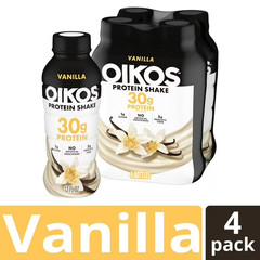Oikos Protein Shake Shelf Stable Vanilla 30g Protein 12 fl oz 4 Count​ Bottles