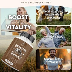 Ancestral Supplements Grass Fed Beef Kidney Supplement, 180 Count (Pack of 1)