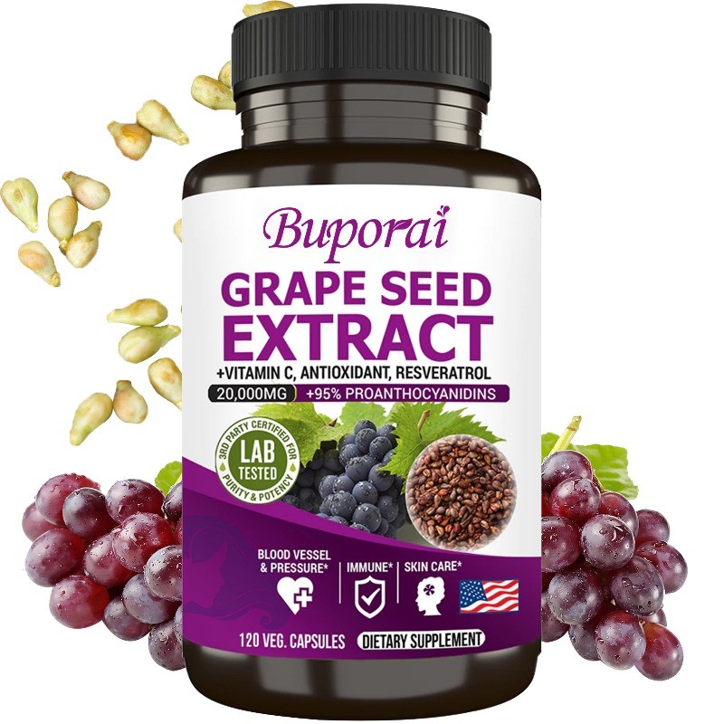 Grape Seed Extract 120pcs, Reduce Wrinkles, Brighten Skin Tone, Beauty Health