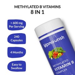 UpNourish Methylated B Complex Vitamins for Women and 240 Count (Pack of 1)