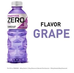 POWERADE Electrolyte Enhanced Zero Sugar Grape Sports Drink, 20 Ounce (Pack of 8