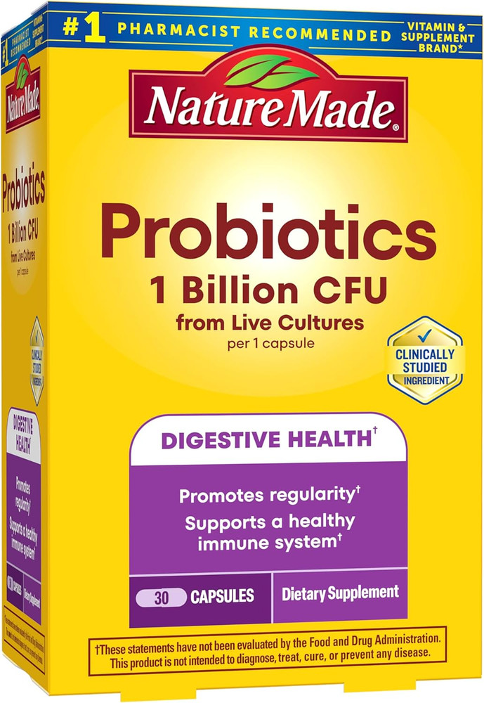 Nature Made Probiotics 1 Billion CFU Digestive Immune Health 30 Capsules