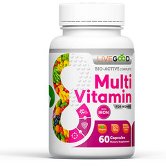 Multi-Vitamin by Livegood (Bio-Active Complete) Methylated 60 caps Womens w/iron