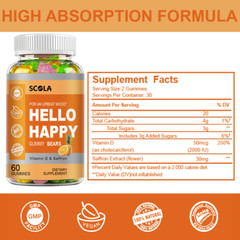 Hello Happy Gummies – Optimistic Mood, Reduce Fatigue – with Vitamin D & Saffron