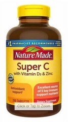 Nature Made Super C with Vitamin D3 and Zinc, 200 Tablets – EXP 05/2025