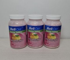 3x – ReliOn Glucose Tablets 50 Count Each, Fruit Punch Tablets, New/Sealed