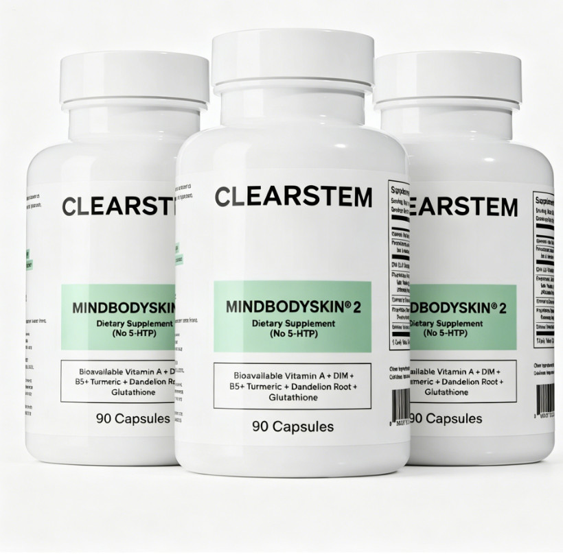 3X CLEARSTEM MINDBODYSKIN Hormonal Acne Skin Supplement (No 5-HTP) 90 Capsules