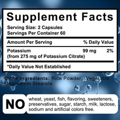 Potassium Citrate Supplement Heart & Joint Health 30/60/120 Capsules Gluten-Free