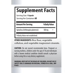 spirulina tablet – PURE SPIRULINA 500mg – antioxidant powder organic – 1 Bottle