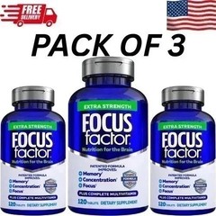 3 Packs Focus Factor Adults Extra Strength- Brain Supplement for Memory- 120 Tab