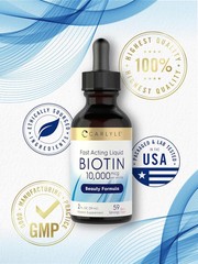 Liquid Biotin 10000mcg | Extra Strength Gel Drops | 2 oz | by Carlyle