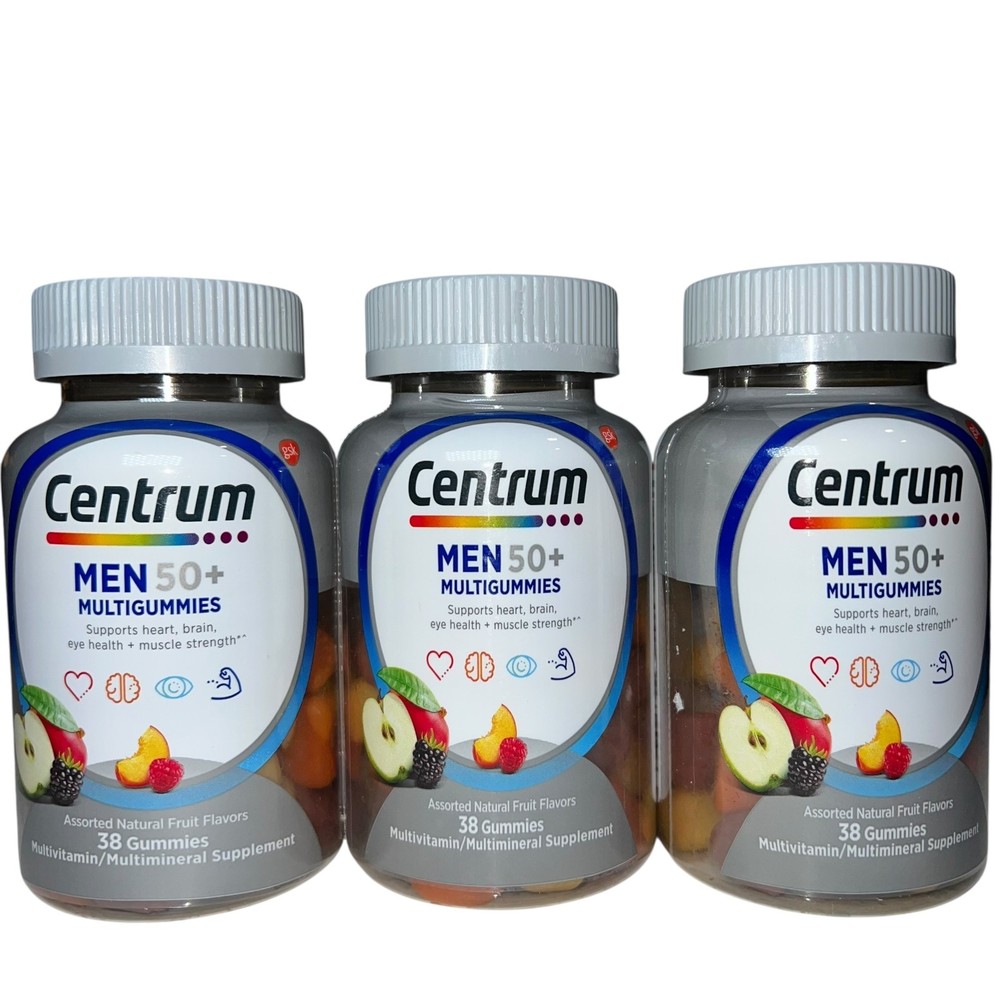 3x Centrum Men 50+ Multigummies Daily Multivitamin 38ct ea