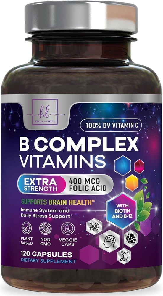 B Complex Vitamin Supplement 1000mcg – 3X Strength with Vitamin C & Folic Acid