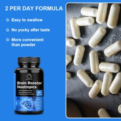 Brain Booster Nootropic Supplement Support Focus Energy Memory & Clarity 60Pills