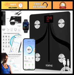 Smart Body Weight Scale, Type-C Rechargeable Digital Bathroom Scale, 13-in-1 Bod