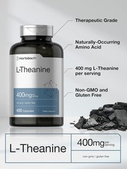 Horbäach L-Theanine 400mg | 400 Capsules | High Potency Supplement | Non-GMO & G