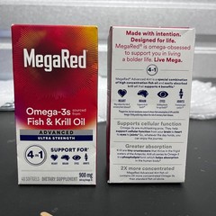 MegaRed Advanced Omega-3 Fish & Krill Oil 900mg 60 CT (2 Bottles) – Exp 2/2027+