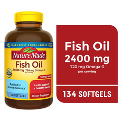 3pk Nature Made 2400mg Fish Oil Softgels Omega 3 Supplement 134 Count