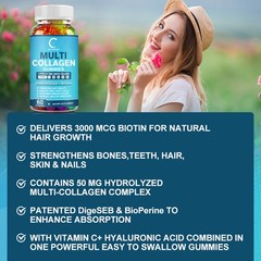 Multi Collagen Type I, II, III, V, X with Hyaluronic Acid Vitamin C Joint Health