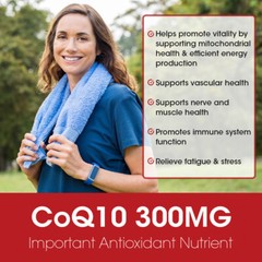 Coenzyme Q-10 300mg Antioxidant,Heart Health Support,Increase Energy,Stamina MX