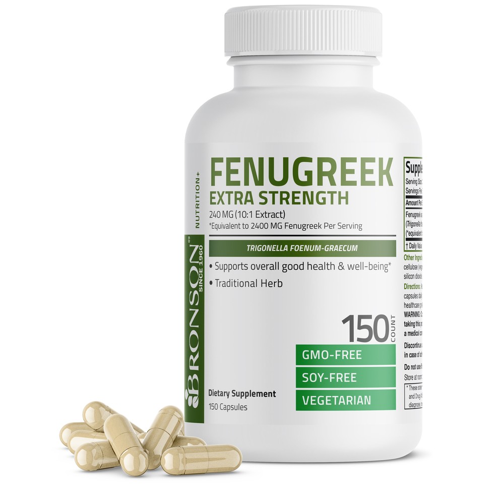Bronson Fenugreek Seed Powder Capsules 2400mg, 150 Capsules