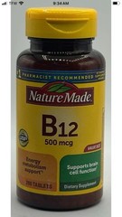 Nature Made B12 500mcg ~ 200 Tablets ~ EXP 5-26 ~ SEALED ~ FAST SHIP