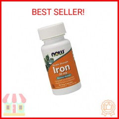 NOW Supplements, Iron 36 mg, Double Strength, Non-Constipating*, Essential Miner