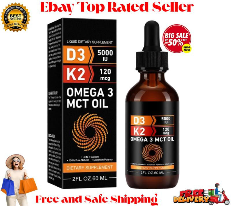 Liquid Vitamin D3 K2 5000 iu & 120 mcg – Vitamin D with MK7 Vitamin K2 Drops – B