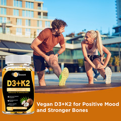 Vitamin D3 + K2 5000iu Plant-Based D3 + 200mcg Vitamin K2 as MK-7 – 120 Softgels