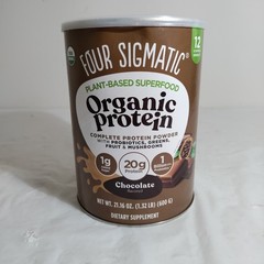 Four Sigmatic Organic Plant-Based Protein Powder Chocolate 21.16 OZ BB 03/27