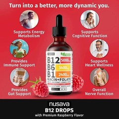 Nusava Vitamin B complex – B 12, B 6 & B 1 + Niacin & Folate – Double pack-