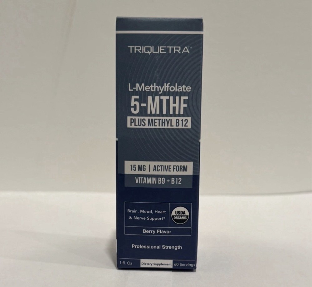 Triquetra L-Methylfolate 5-MTHF Plus Methyl B12 Supplement 1 oz Sealed Bottle