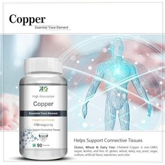 ANC Chelated Copper Gluconate – Support Connective Tissues –1700mcg – 90 Capsule