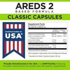 Viteyes AREDS 2 Eye Vitamins, Classic Macular Support, Allergen Free Capsules, w