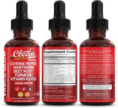 Clean Nutra Cayenne Pepper Drops Supplement Liquid+Hawthorn Berry, Vitamin D3 K2