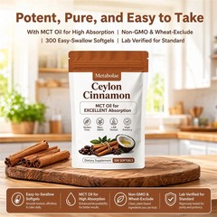 Metabolae Ceylon Cinnamon Capsules With MCT Oil, Non-GMO, Gluten Free, 300pcs