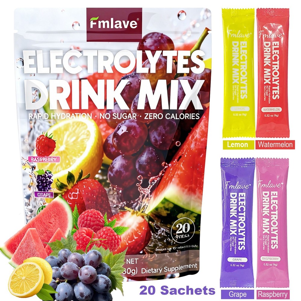 Electrolytes Powder Hydration Packets Sugar Free Recovery Electrolyte Drink 20ct