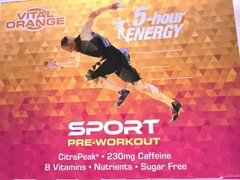 5-Hour Energy Sport Pre-Workout Dietary Supplement, Vital Orange, 12-Pack