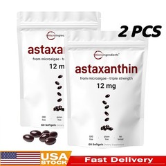 2 package | Micro Ingredients Astaxanthin 12mg with MCT Oil, 120 Softgels