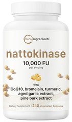 Nattokinase 10,000 FU Vegetarian Capsules Non-gmo Lab Tested Cgmp | 240 Cap |