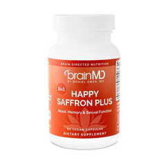 Three PACK BrainMD Happy Saffron Plus with Saffron Flower Extract Curcumin &