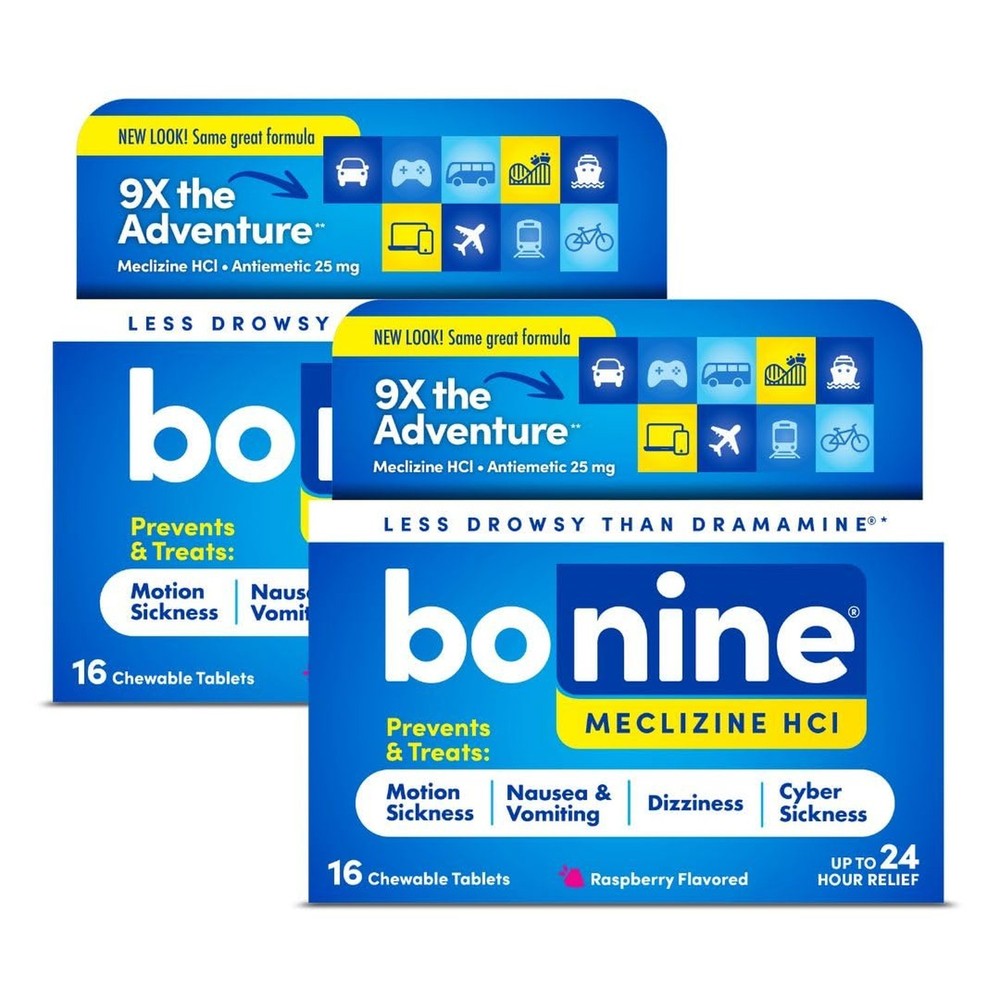 Bonine Non-Drowsy Motion Sickness Relief – 32 Chewable Tablets with Meclizine…