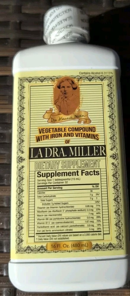 LA DRA. MILLER VEGETABLE COMPOUND DIETARY SUPPLEMENT w/ IRON & VITAMINS 16oz.