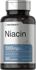 Niacin 1000mg 100 Capsules | Non-GMO, Gluten Free | Vitamin B3 | By Horbaach