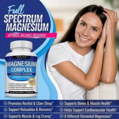 1-3Pack Toplux Nutrition Magnesium Complex 1000mg Supports 8 Elemental Magnesium