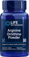 Life Extension L-Arginine 2250mg L-Ornithine 750mg Powder- 5.29 OZ 150 grams