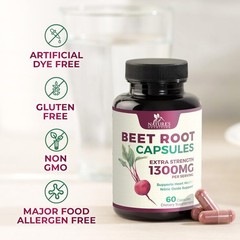 Beet Root Capsules 1300Mg – Extra Strength Red Beetroot Powder Supplement – Supp