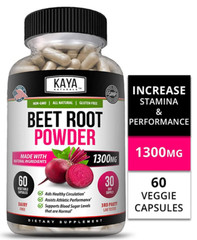 (2 Pack) Organic Beet Root Powder 1300mg Per Serving, 120 Capsules Total